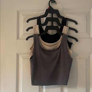 3 Stylish Women's Cropped Tank Top - Black, Cream, Gray